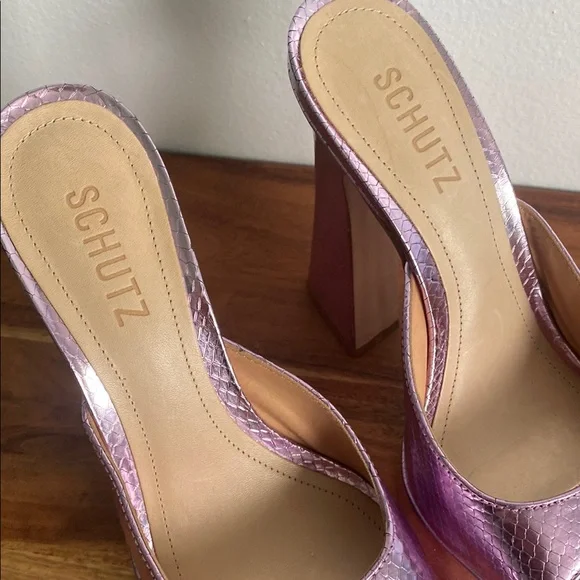 SCHUTZ Pink Platform Peep-Toe Shoes - Picture 10 of 13